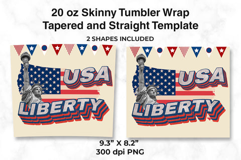 USA Liberty 20 oz Skinny Tumbler Wrap Sublimation Design Sublimation Sublimatiz Designs 