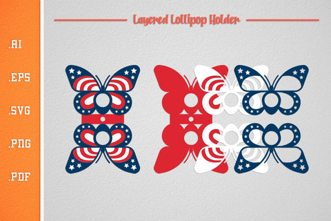 USA Lollipop Holders SVG - Layered Paper Cut SVG Slim Studio 