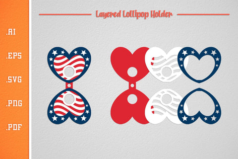 USA Lollipop Holders SVG - Layered Paper Cut SVG Slim Studio 