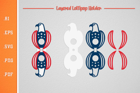 USA Lollipop Holders SVG - Layered Paper Cut SVG Slim Studio 