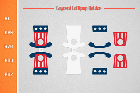 USA Lollipop Holders SVG - Layered Paper Cut SVG Slim Studio 