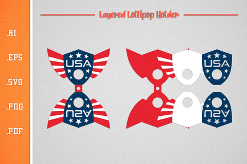 USA Lollipop Holders SVG - Layered Paper Cut SVG Slim Studio 