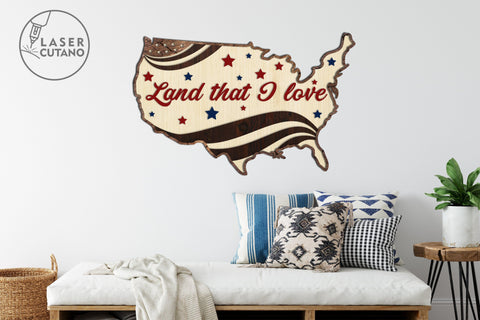USA MAP 4th July Multilayer Laser Cut File, Mandala, Sign SVG SVG LaserCutano 