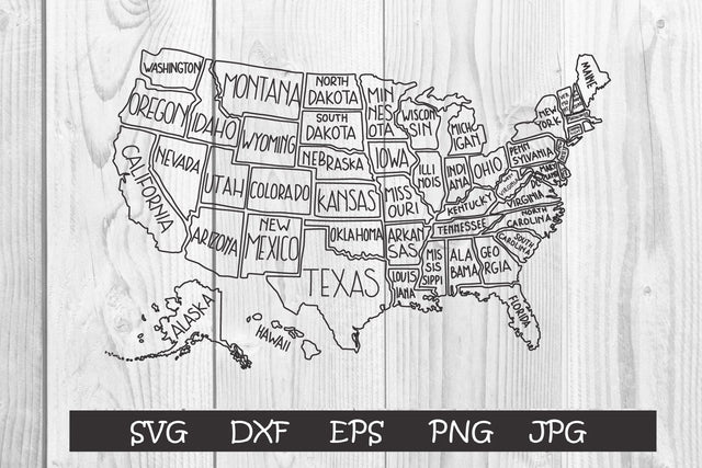 USA Map Svg, America Svg, Map hand drawn SVG dadan_pm 