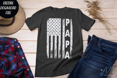 USA papa t shirt svg, papa t shirt design, 4th of July Papa t shirt svg, USA destressed flag svg SVG Isabella Machell 