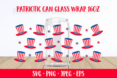 USA Patriotic can glass wrap SVG. Fourth of July glass can SVG LaBelezoka 