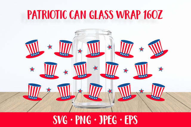 USA Patriotic can glass wrap SVG. Fourth of July glass can SVG LaBelezoka 
