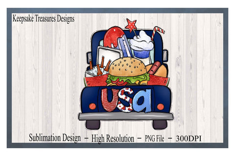 USA Patriotic Food Truck Printable Download, 4th of July Party PNG Digital Download, Sublimation T-Shirt Tote Bag Sticker Sublimation Keepsake Treasures Designs LLC. 