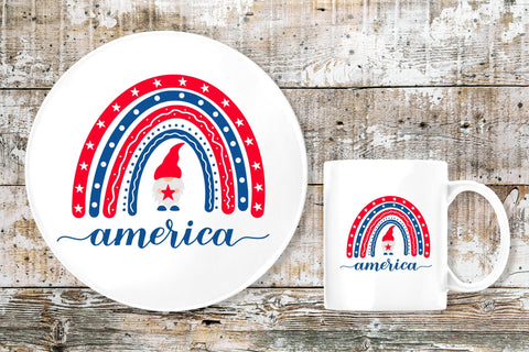 USA patriotic rainbow. 4th of July SVG. American gnome. SVG LaBelezoka 