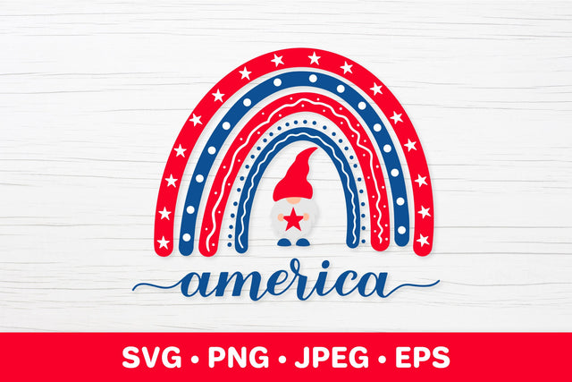 USA patriotic rainbow. 4th of July SVG. American gnome. SVG LaBelezoka 