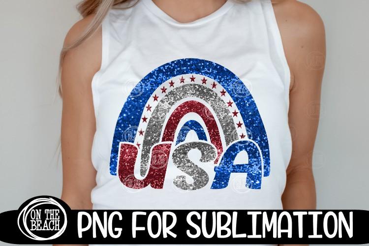 USA - Rainbow - Hand Drawn- Glitter -300 DPI PNG Sublimation Sublimation On the Beach Boutique 