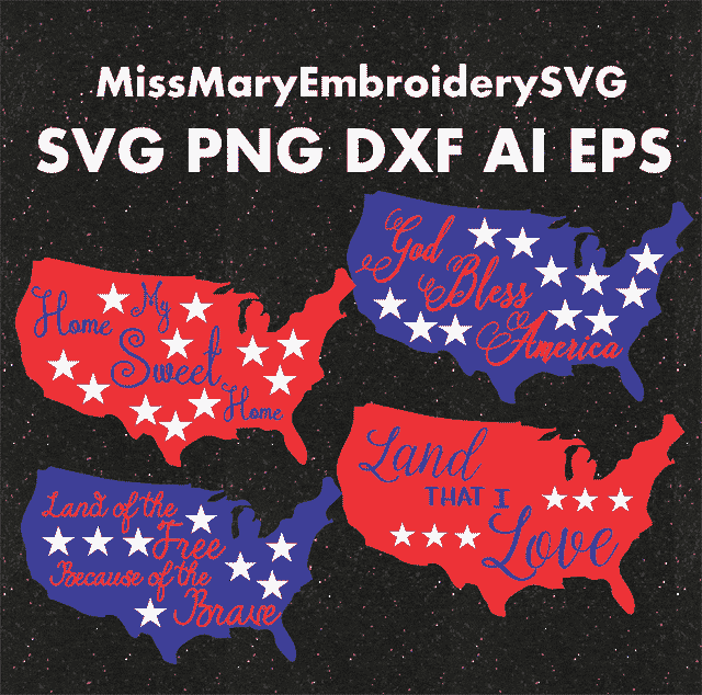 USA Saying Set SVG MissMarysEmbroidery 