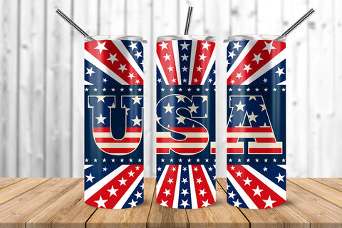 USA Stars & Stripes 20 oz Skinny Tumbler Wrap Sublimation Design Sublimation Sublimatiz Designs 