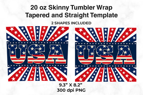 USA Stars & Stripes 20 oz Skinny Tumbler Wrap Sublimation Design Sublimation Sublimatiz Designs 