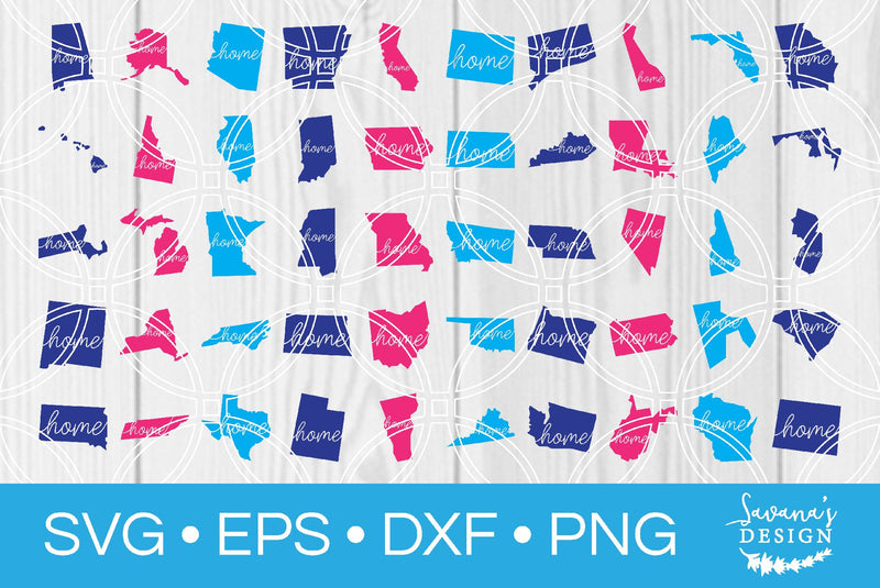 USA States with Home SVG SavanasDesign
