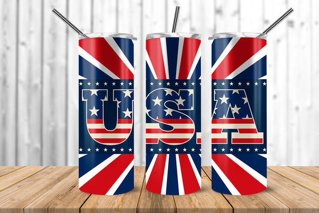 USA & Stripes 20 oz Skinny Tumbler Wrap Sublimation Design Sublimation Sublimatiz Designs 