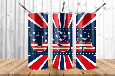 USA & Stripes 20 oz Skinny Tumbler Wrap Sublimation Design Sublimation Sublimatiz Designs 