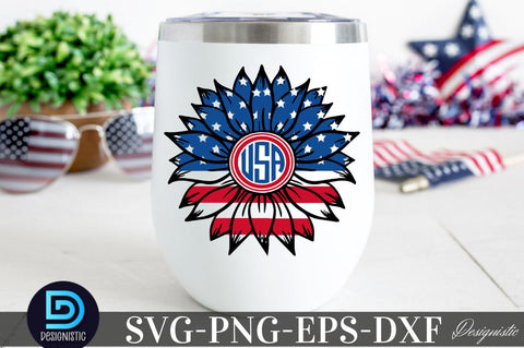 USA Sunflower 4th July SVG, American Flag SVG SVG DESIGNISTIC 