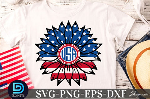 USA Sunflower 4th July SVG, American Flag SVG SVG DESIGNISTIC 