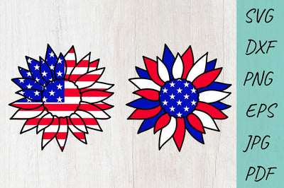 USA Sunflower 4th July SVG, American Flag SVG SVG Irina Ostapenko 