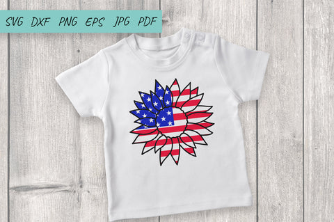 USA Sunflower 4th July SVG, American Flag SVG SVG Irina Ostapenko 