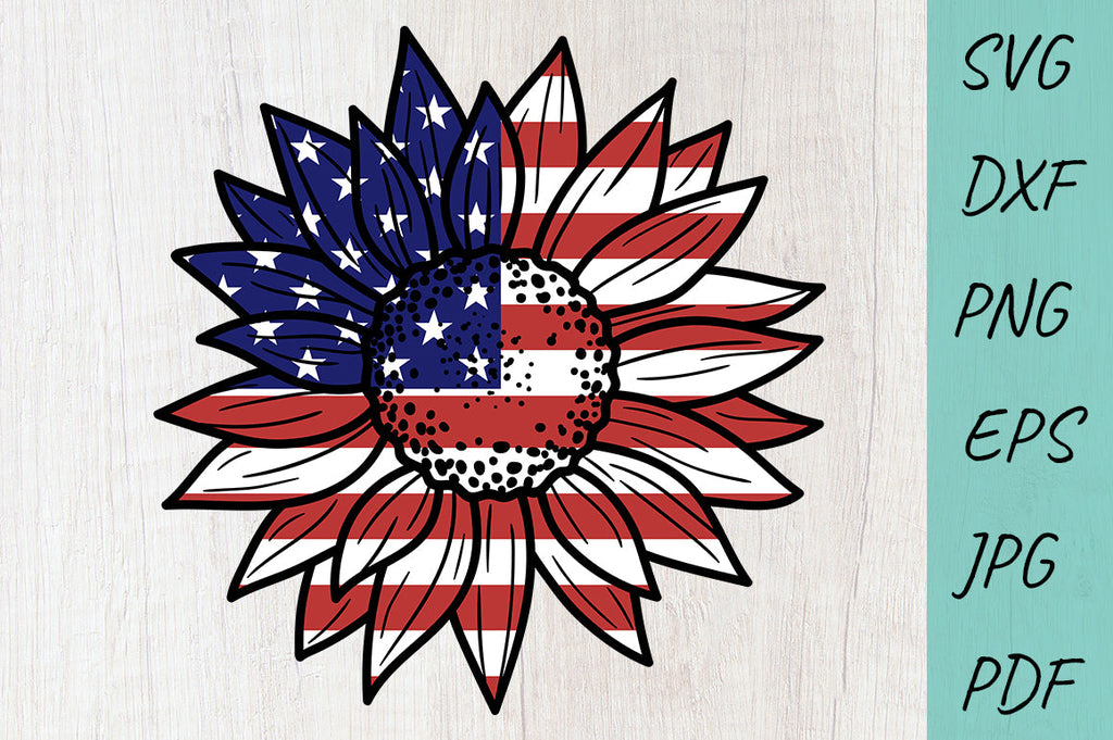 USA Sunflower, 4th of July SVG, Files for Cricut - So Fontsy