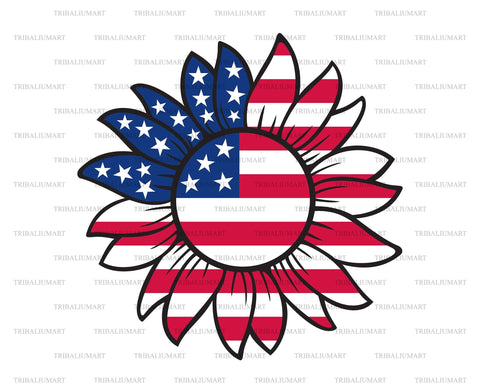 USA Sunflower Flag (United States of America) SVG TribaliumArtSF 