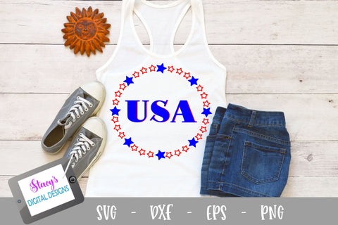 USA SVG - Patriotic SVG File with star frame SVG Stacy's Digital Designs 