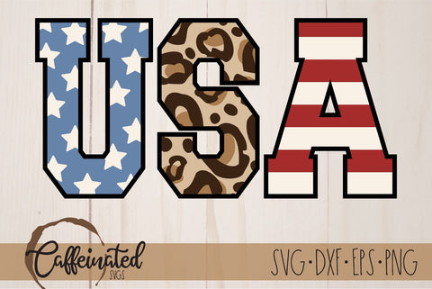 USA svg, Patriotic svg, Leopard Print SVG Caffeinated SVGs 