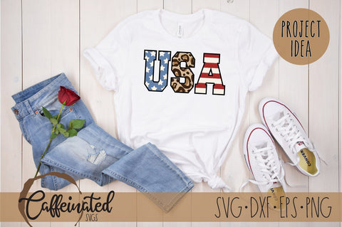 USA svg, Patriotic svg, Leopard Print SVG Caffeinated SVGs 