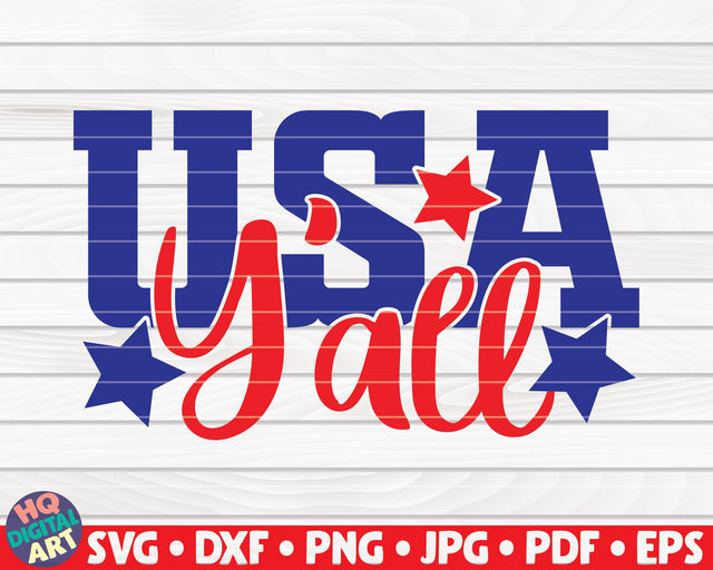 USA y'all SVG | 4th of July quote SVG HQDigitalArt 