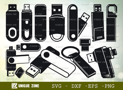 USB Flash Drive SVG Bundle, USB Drive Svg, Memory Svg, Pen drive Svg, USB Stick Svg, USB Dongle Svg, USB Storage Svg, SVG Unique Zone 