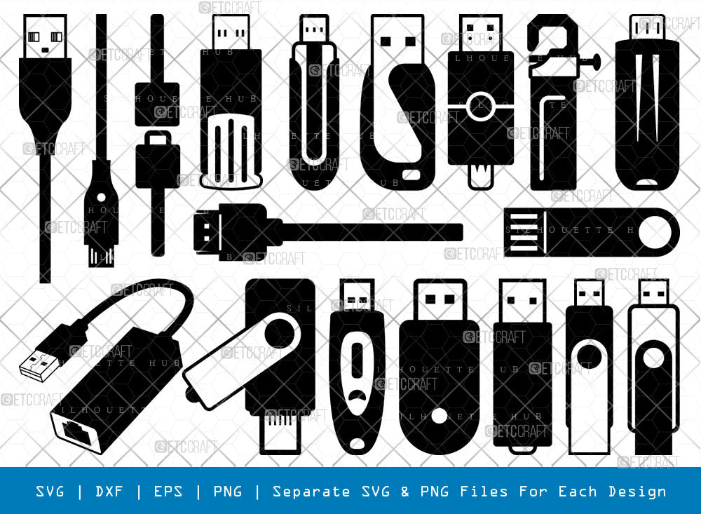 USB Flash SVG, USB Silhouette, USB Drive Svg, Memory Svg, Pen drive Svg ...