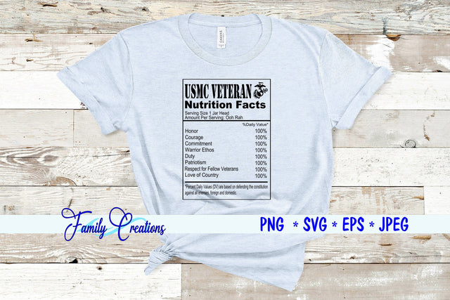 USMC Veteran Nutrition Facts SVG Family Creations 