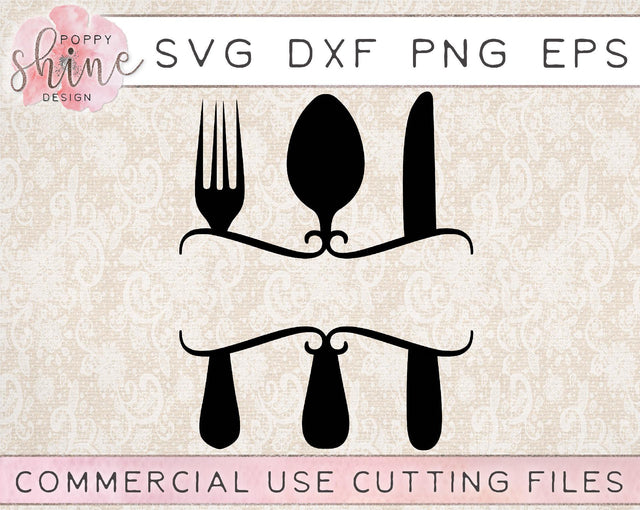Utensil Monogram Frame SVG Poppy Shine Design 