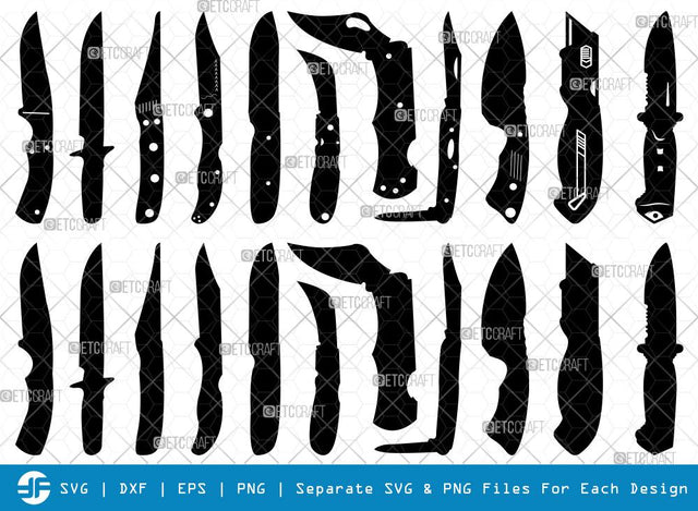 Utility Knife SVG Cut Files | Knife Silhouette | Swiss Knives Bundle SVG ETC Craft 