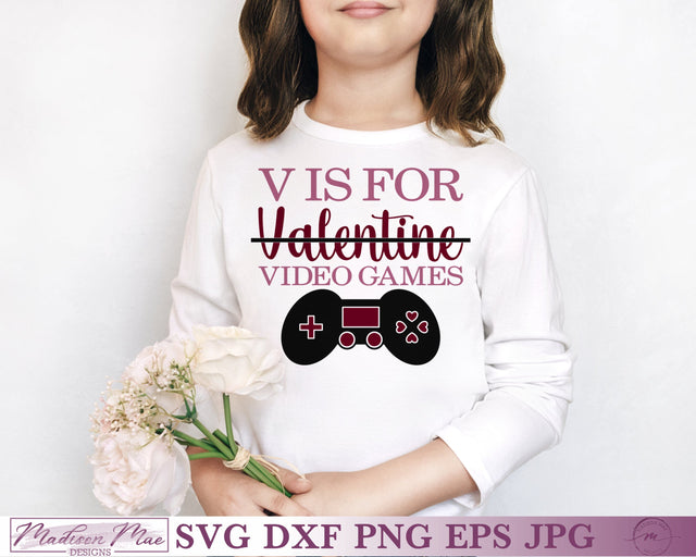 V is for Video Games SVG, Funny Valentine's Day Design SVG Madison Mae Designs 