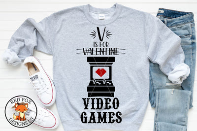 V Is For Video Games Svg, Valentine's Day SVG RedFoxDesignsUS 