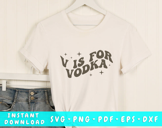 V is for vodka Wavy SVG, Anti Valentine's Day SVG, PNG SVG HappyDesignStudio 