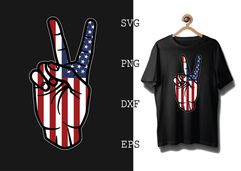 V Sign Svg, 4th of July File, America Patriotic Svg, Png, Eps, Dxf Files SVG DesignTShirt 