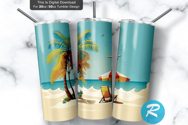 Vacation Beach 20 oz / 30 oz Tumbler PNG Sublimation Regulrcrative 
