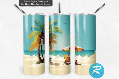 Vacation Beach 20 oz / 30 oz Tumbler PNG Sublimation Regulrcrative 