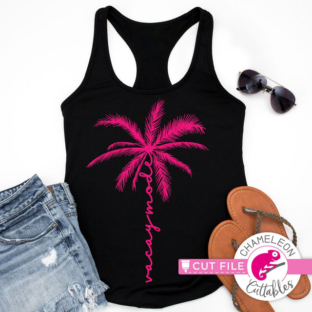 Vacay mode palm tree svg png dxf SVG Chameleon Cuttables 