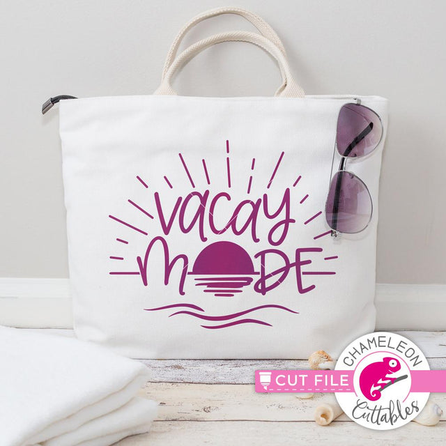 Vacay Mode Sun - Beach - Summer - Vacation - Sunset - SVG SVG Chameleon Cuttables 