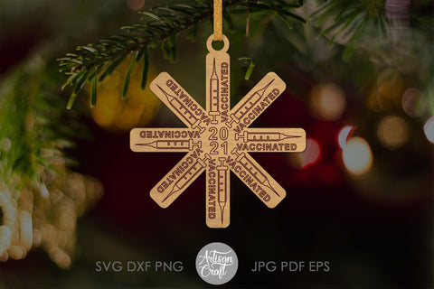 Vaccinated 2021, laser cut ornaments, syringe, vial SVG Artisan Craft SVG 