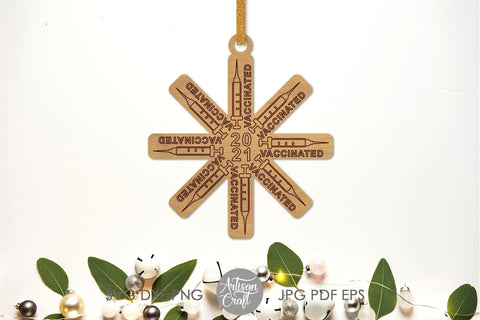 Vaccinated 2021, laser cut ornaments, syringe, vial SVG Artisan Craft SVG 