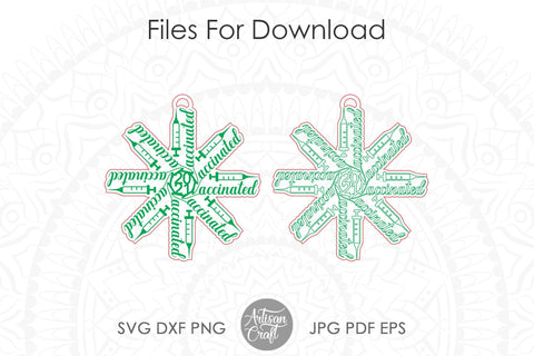 Vaccinated ornament, Christmas ornaments SVG, laser cutting, score ,engrave SVG Artisan Craft SVG 
