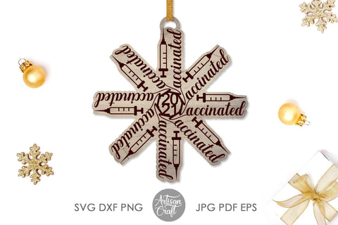 Vaccinated ornament, Christmas ornaments SVG, laser cutting, score ,engrave SVG Artisan Craft SVG 