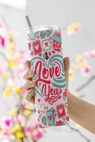 Valentine 20oz Skinny Tumbler Sublimation Designs for Straight/Tapered Tumbler Design - PNG Digital Download Sublimation CaldwellArt 