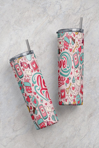 Valentine 20oz Skinny Tumbler Sublimation Designs for Straight/Tapered Tumbler Design - PNG Digital Download Sublimation CaldwellArt 